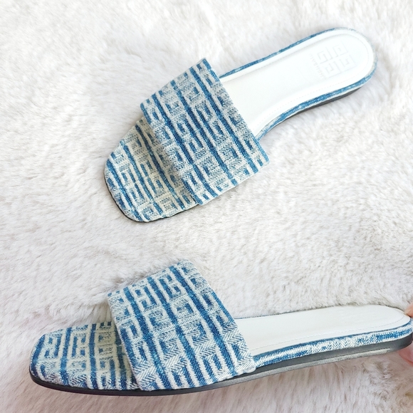 Givenchy 4G Flat Logo Slip On Vacation Denim Sandal - Picture 9 of 15